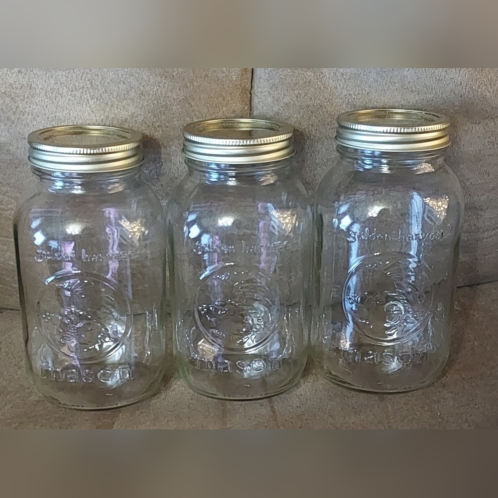 🏡 Clear Glass Mason Jars Set Set Of 3